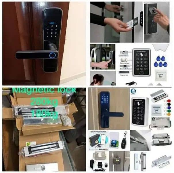 smart handle fingerprint electric door lock tuya access control system 0