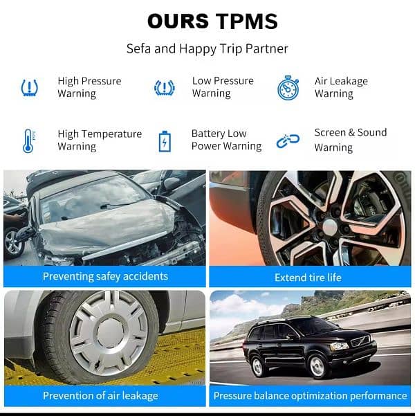 4 Sensors Car TPMS Tyre Pressure Monitoring System Solar Powere 2