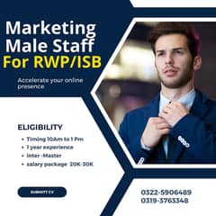 we are Hiring Male Marketing Staff for ISB_RWP