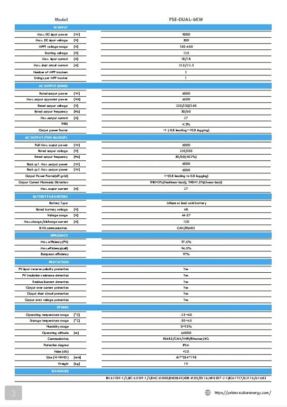 Primax NEXA IP66 Solar Hybrid Inverter 6KW 3