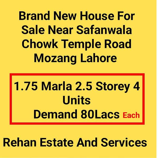 1.75 Marla New 2.5 Storey Houses For Sale At Temple Road Mozang LHR 0