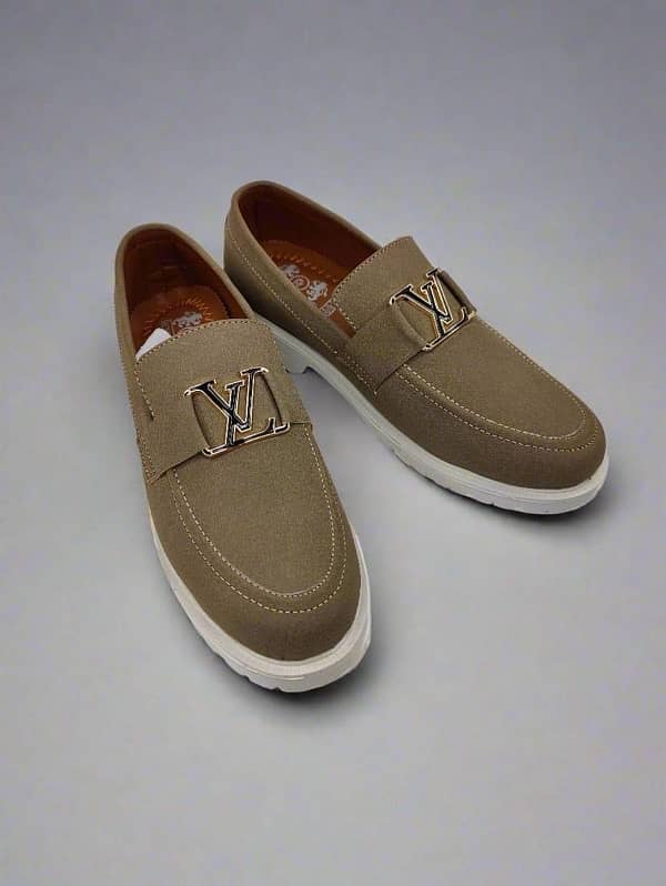 men’s formal beige leather  loafers   and free delivery 1