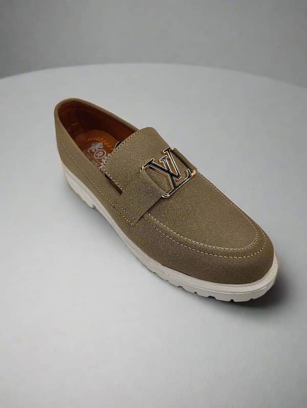 men’s formal beige leather  loafers   and free delivery 4