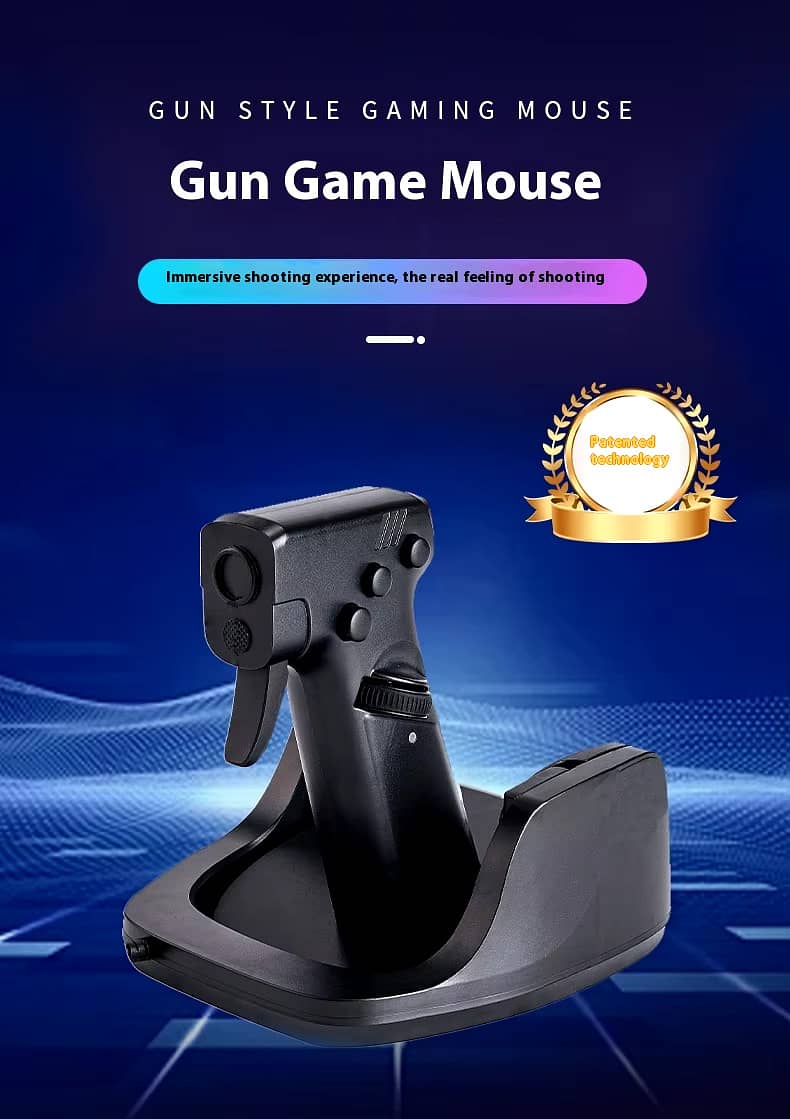 Gun Mouse For Shooting Games (Black)Vertical Gaming Mouse Born for FPS 0