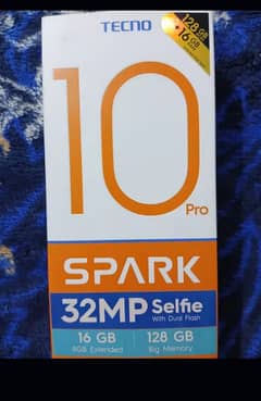 techno spark 10 pro 8+8GB Ram 128 gb rom 5000mah  battery Box charge