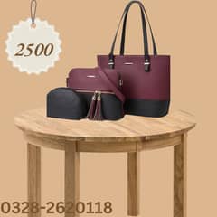 Women’s 3 Pcs pure Learher Bag | Ladies Bag | Shoulder Bag | Hand Bag