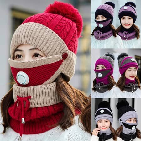 Woolen Winter Cap + Face Mask + Neck Warmer 0