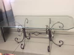 Heavy duty iron stand glass top tables