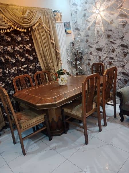 pure wood Deco paint dinning table with 6 chairs 2