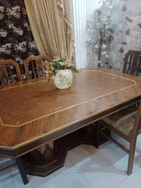 pure wood Deco paint dinning table with 6 chairs 5