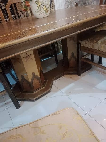 pure wood Deco paint dinning table with 6 chairs 6