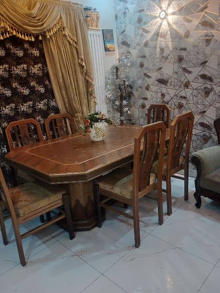 pure wood Deco paint dinning table with 6 chairs 8