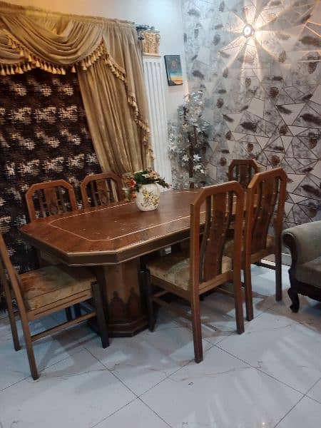 pure wood Deco paint dinning table with 6 chairs 10