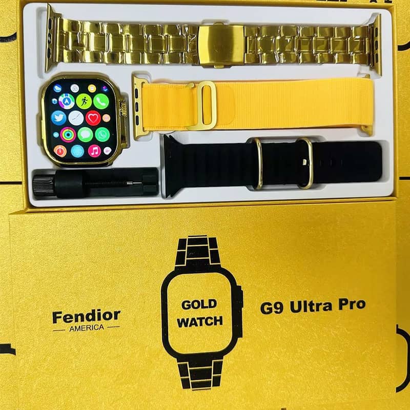 G9 ultra pro smart watch gold edition with 3 straps, one screw. . . etc 0