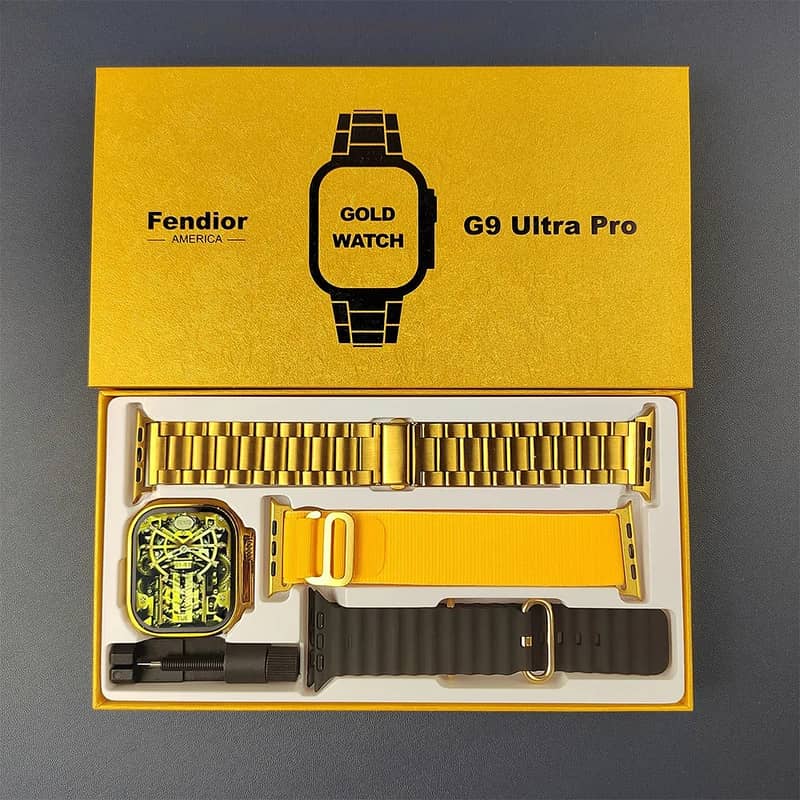 G9 ultra pro smart watch gold edition with 3 straps, one screw. . . etc 1