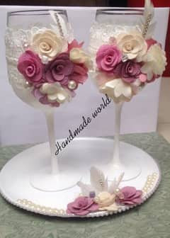 Wedding milk glass pair