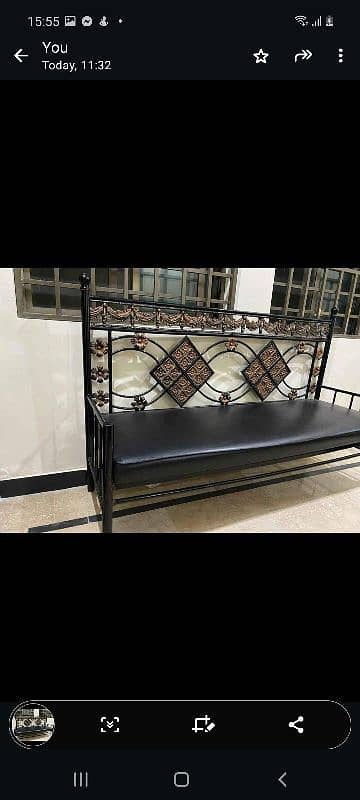 3 seater iron sofa in black color 1