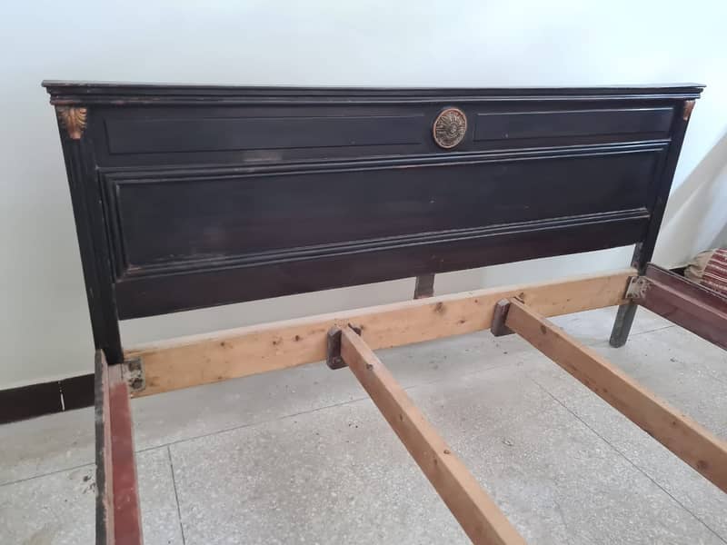 Double Bed Wooden Frame No Mattress + 1 Side Table 1