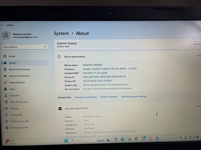 dell inspiron 3593 ( i7/ 10 gen) MODIFIED from dubai 3