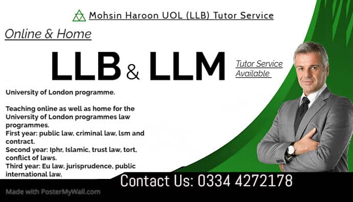 Professional LLB & LLM Tutor in Lahore - Home and Online Available 0