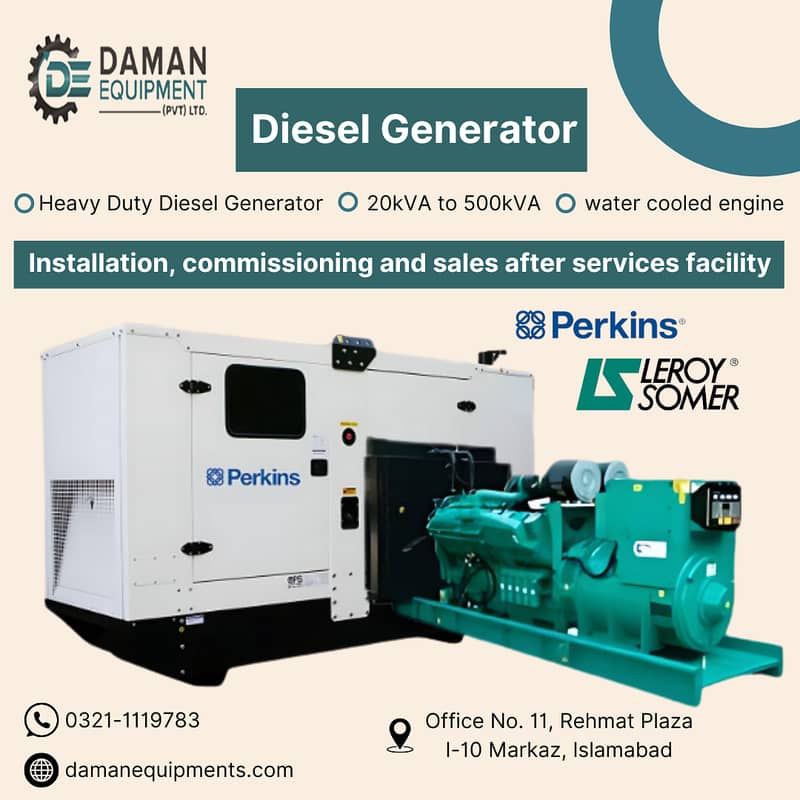 Heavy Duty Diesel Generator - Perkins Locally Assembled 20kVA 0