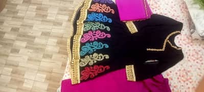 colorful thread embroidery frock