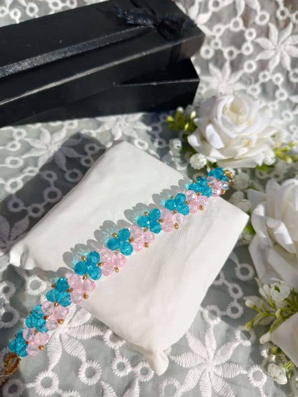 pink & blue bracelet handmade 0