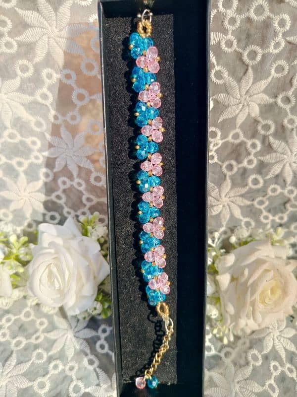 pink & blue bracelet handmade 3