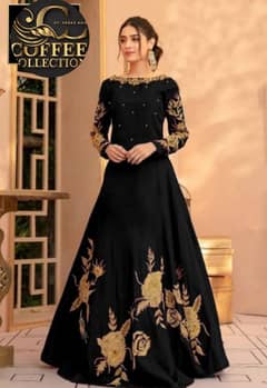 Black Embroidered Shamoz Silk Maxi Dress