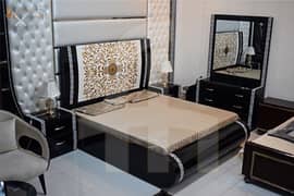 Double bed/King size bed/Dressing table/Bed set/Wooden bed/Furniture