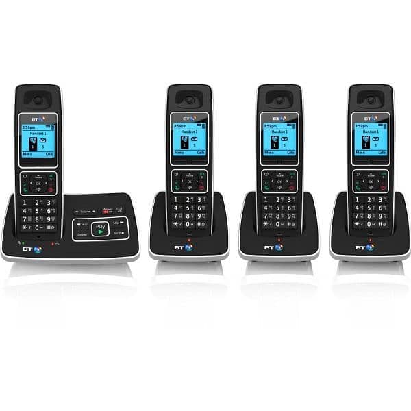 Cordless Phone Set 4 Quad Handset with Intercom PTCL, Landline 0