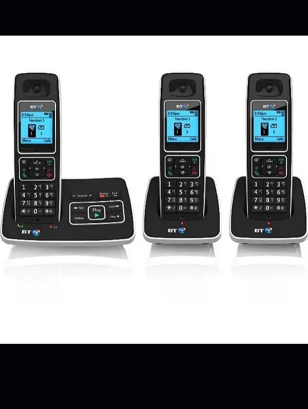 Cordless Phone Set 4 Quad Handset with Intercom PTCL, Landline 1