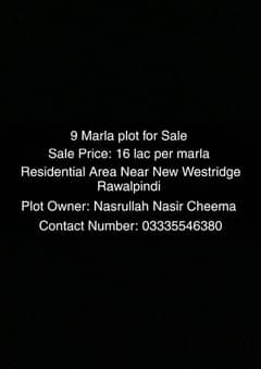 9 Marla plot for sale