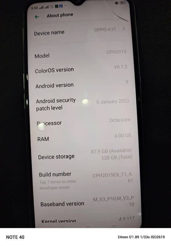 Oppo a31 4gb ram 128 rom 0