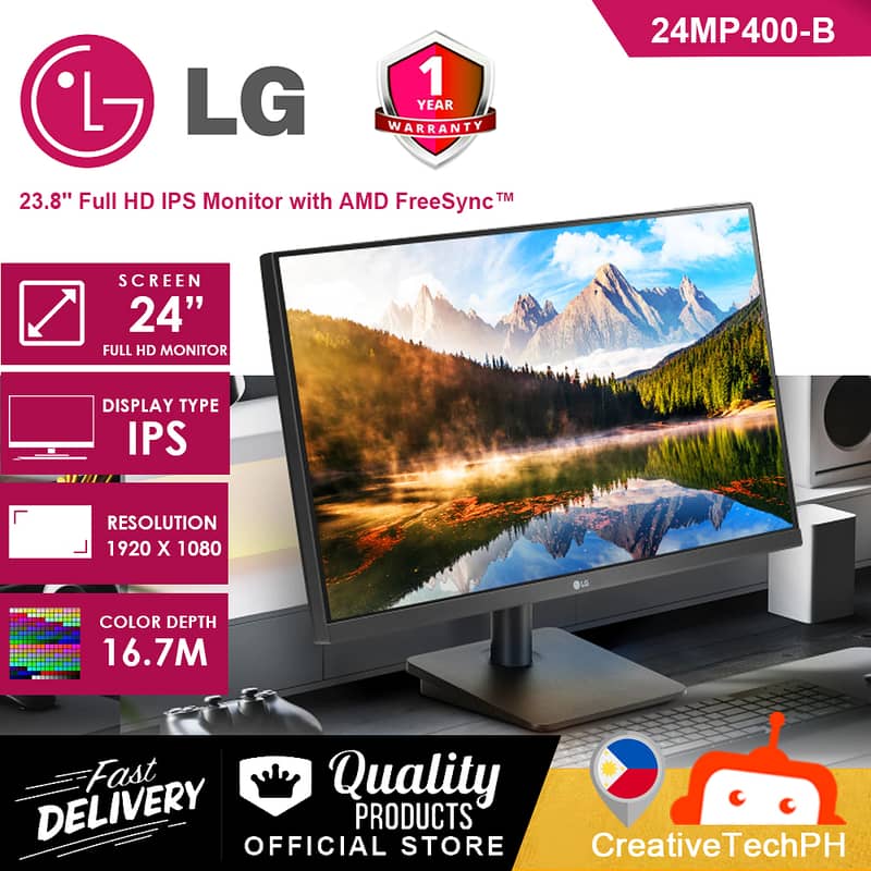 24" Inch LG 75Hz Borderless Latest Model Full HD IPS AMD Free Sync 7