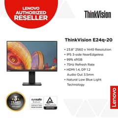 24" Inch 2K Borderless Lenovo E24Q-20 IPS LED Monitor