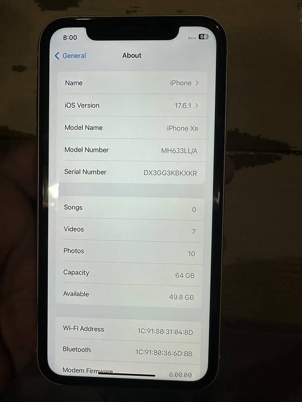 I phone Xr 64 gb Jv non pta 10/10 7