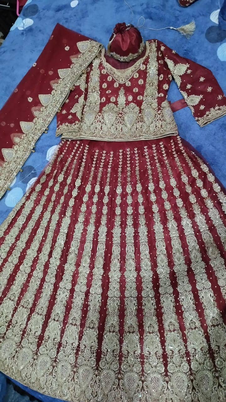 Bridal lehnga kashees dress one time used 4