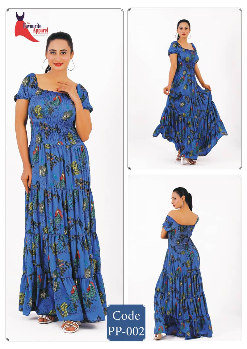 Printed Smock Long Dress Maxi For women  (women Long Maxi ) 1