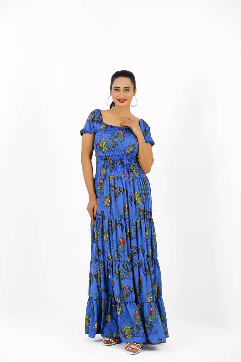 Printed Smock Long Dress Maxi For women  (women Long Maxi ) 4