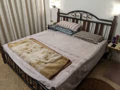 kind size bed with almost new spring mattress with dressing table