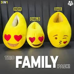 Family Pack Emoji Slippers Warm & Comfortable