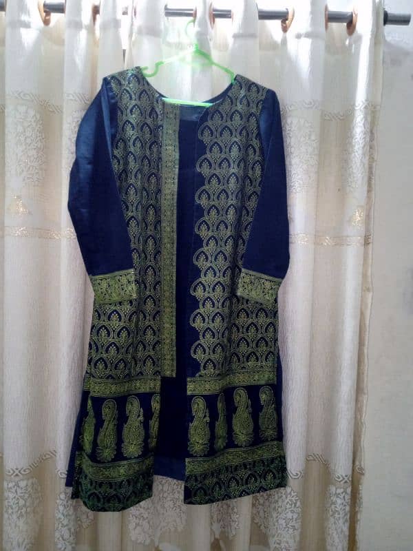 GulAhmed Embroidered Khaddar gown suit 1