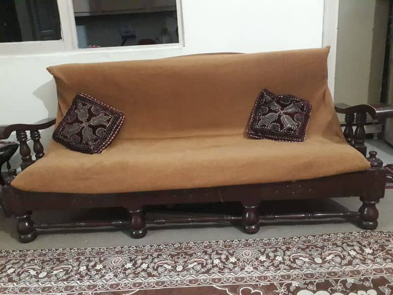 pure wooden 5 seater sofa set 0