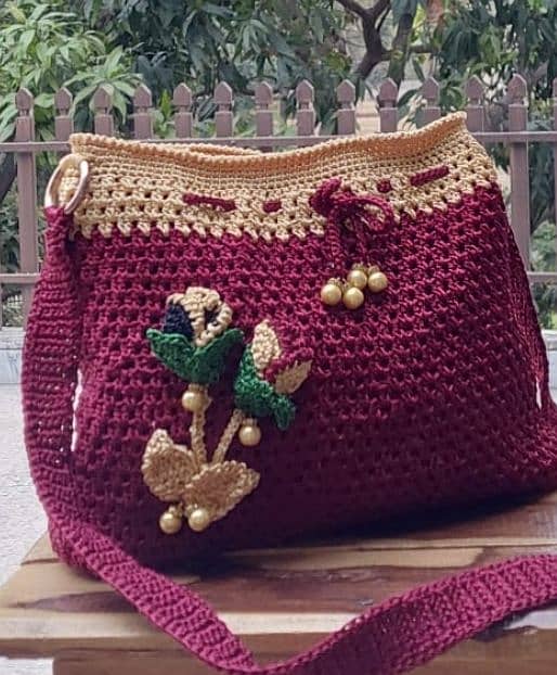 Hand knitted crochet bag 0