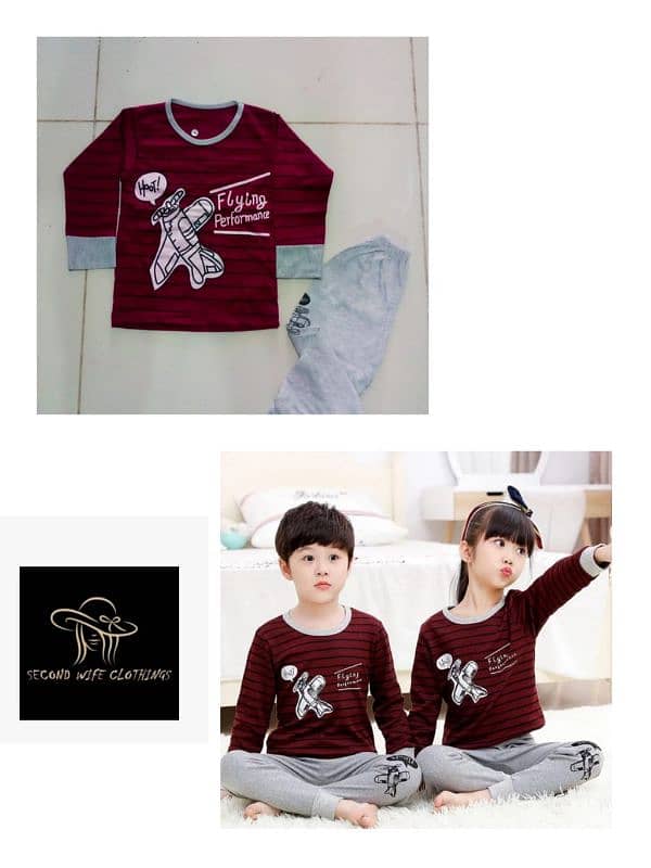 Night suit for kids Fabric soft jersey  Sizes:1 to 10 years available 15