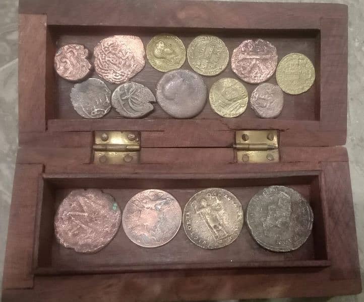 antique coins with box 0