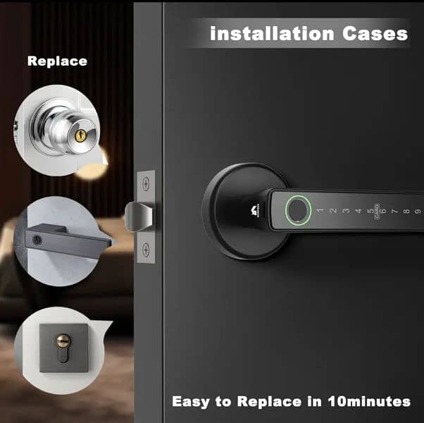 smart fingerprint card password handle door lock 2