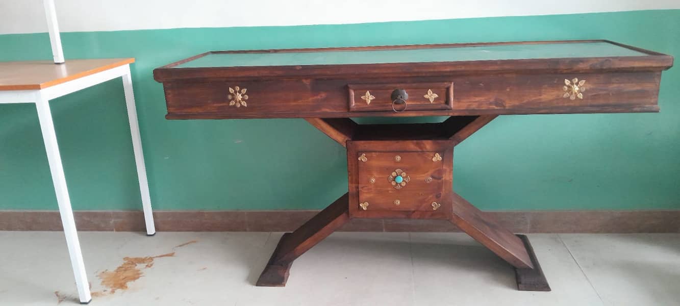 Console table with mirror /antique table, mirror with wooden frame 0