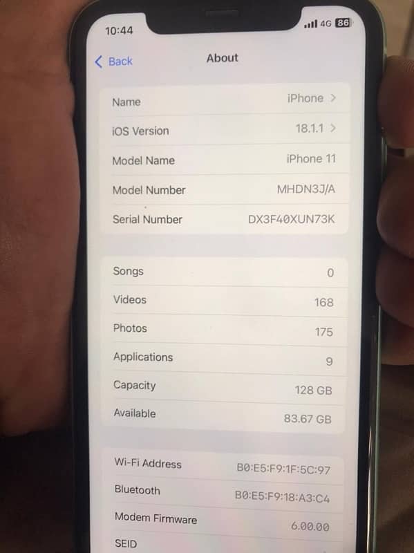 I phone 11 pta approved with box battery health 84%/128gb water proof 7